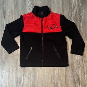 Red and Black Zip-Up Jacket-Size 8